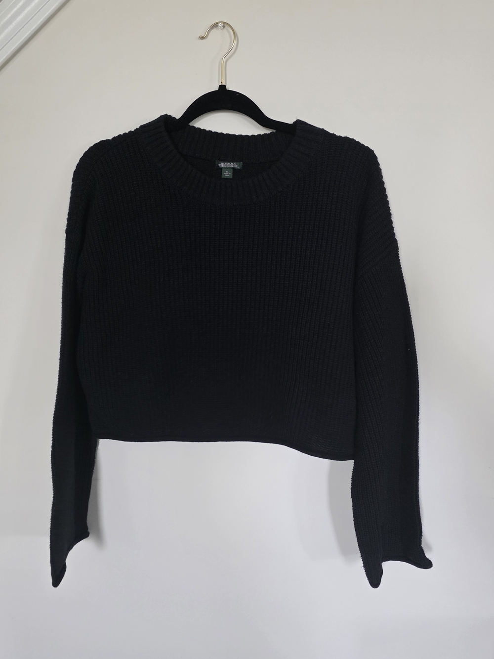 Wild Fable Black Cropped Ribbed Crewneck Sweater Women’s XL